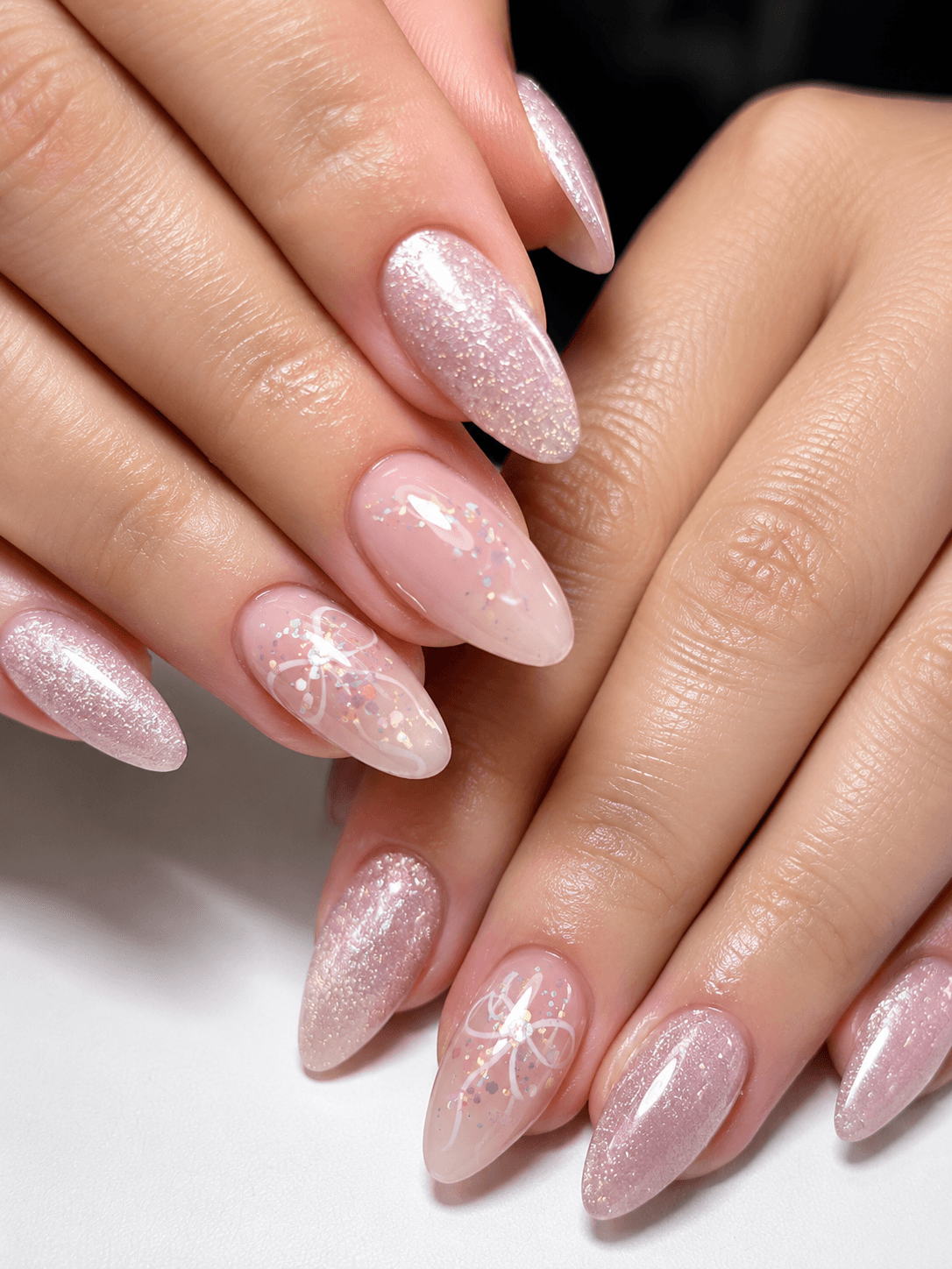 Pink shimmer almond set
