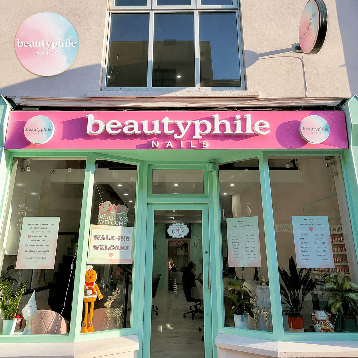 Beautyphile Nails Cork storefront on Oliver Plunkett Street